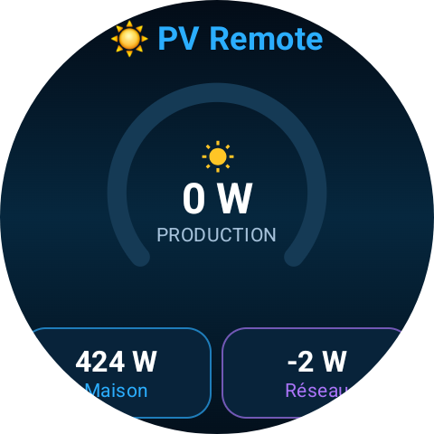 Capture réelle PV Remote Wear OS
