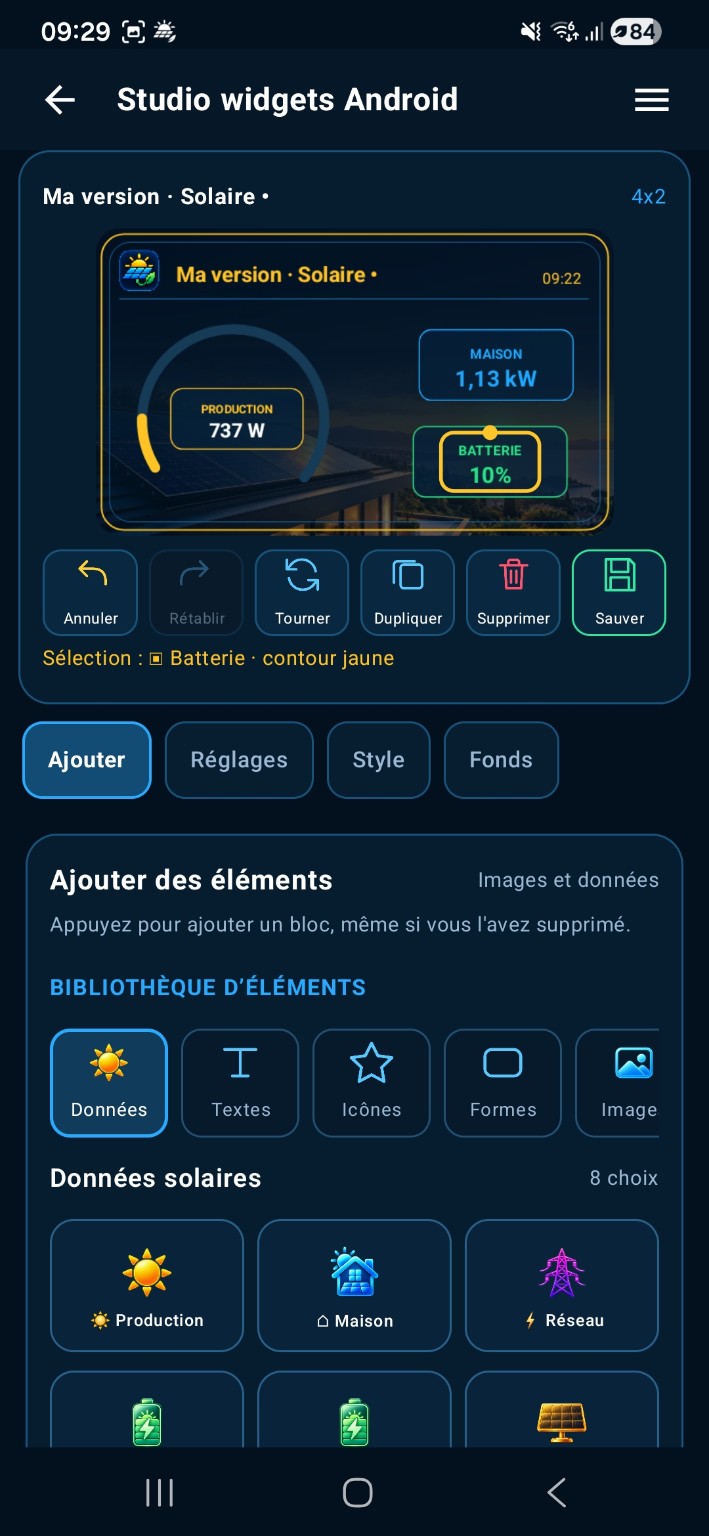Capture réelle de PV Remote Android