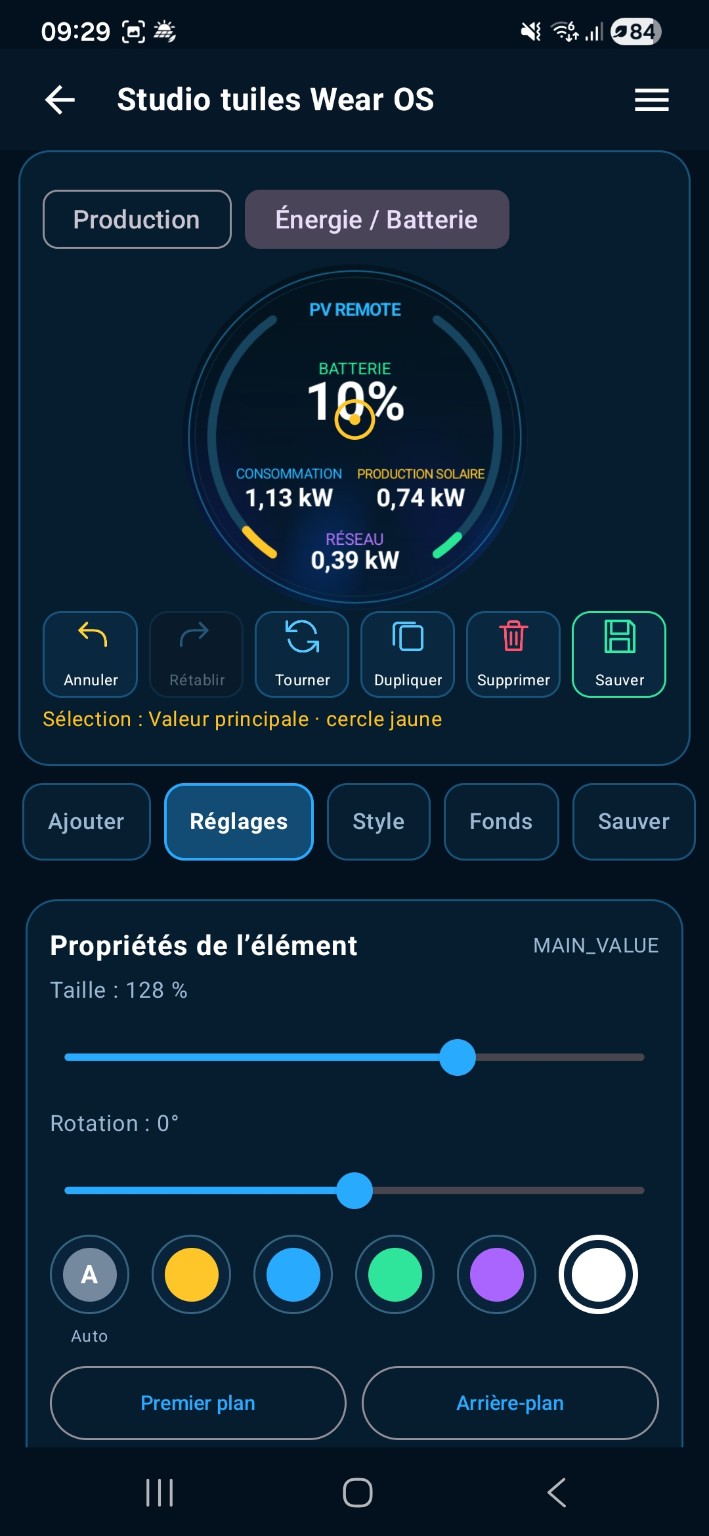 Capture réelle de PV Remote Android